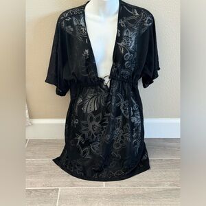 Black Floral Kimono Cover-Up